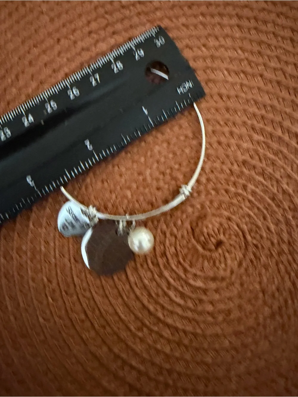 Silver Charm Bangle Bracelet with Pearl - Sister Love